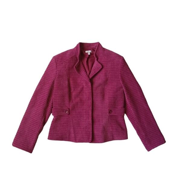 Ingenuity Pink Padded Shoulder Textured Button Down Blazer Jacket Women's Size 8 - Picture 1 of 12